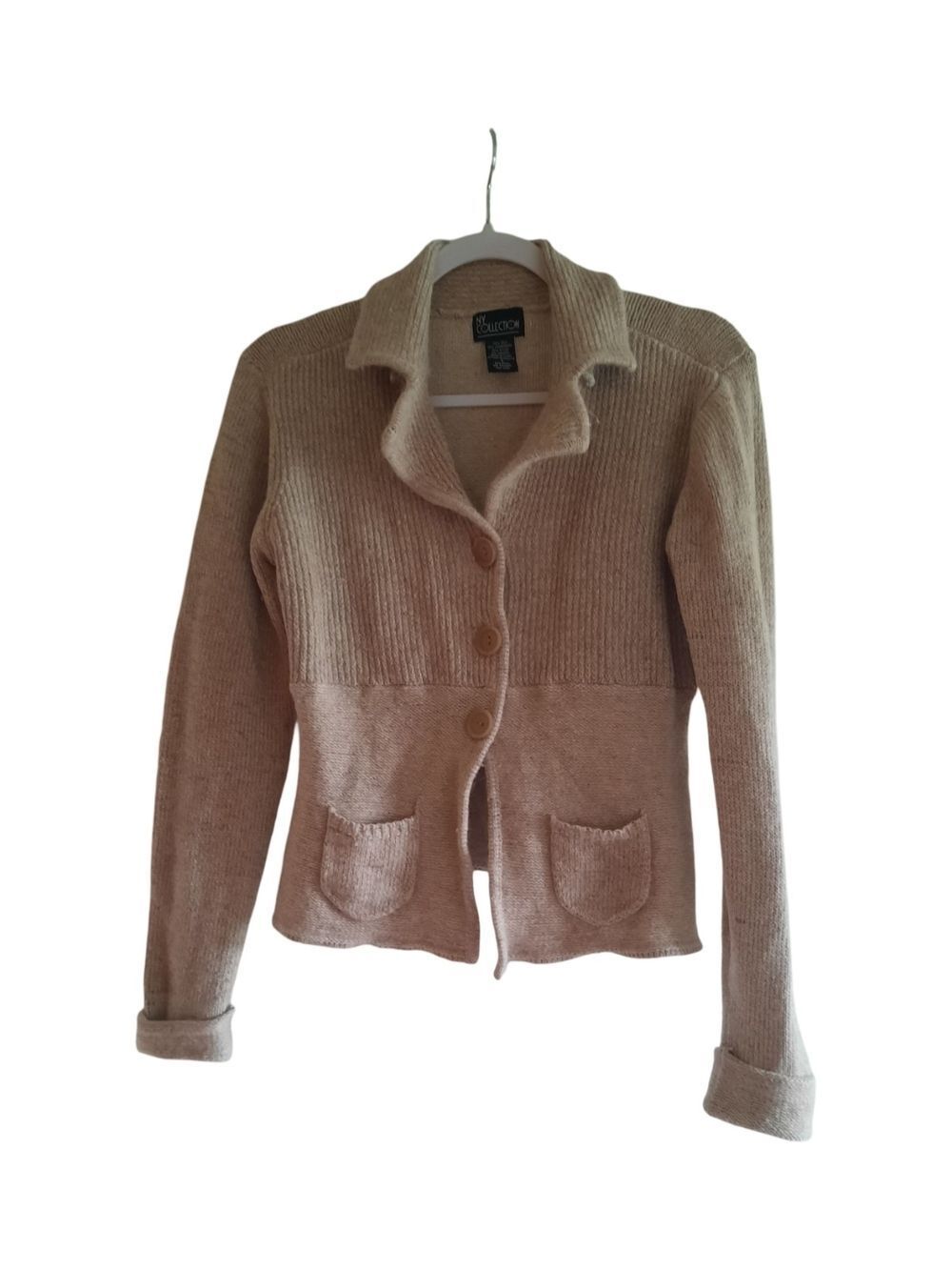 NY Collection Neutral Knit Cardigan in Light Taupe